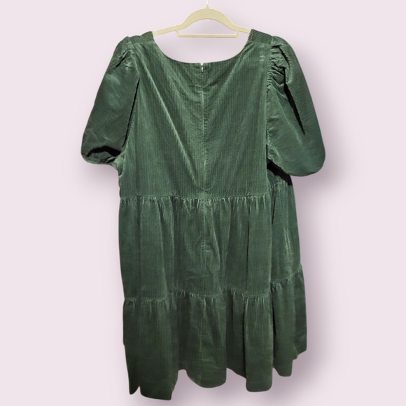 Pre-Owned Corduroy Aidy Square-Neck Tiered Mini Dress Size 18W - Picture 2 of 5